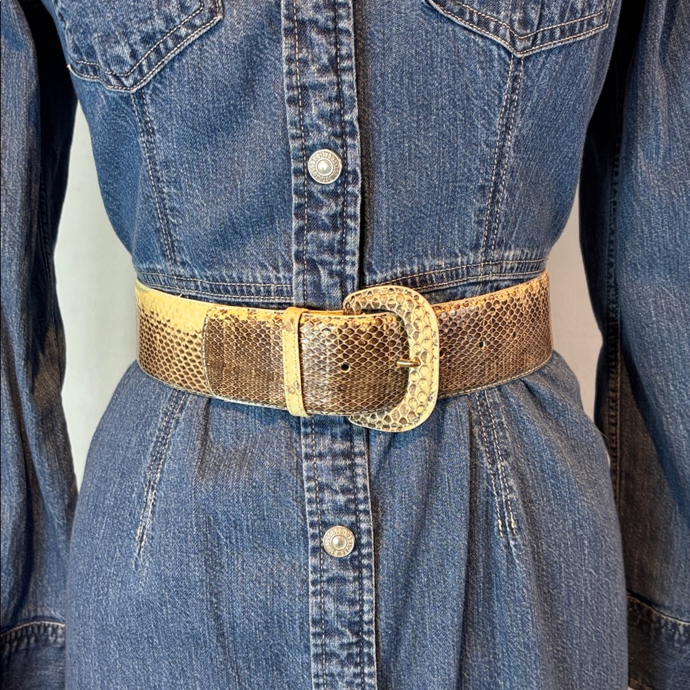 Elegant Gold and Brown Snake Print Belt